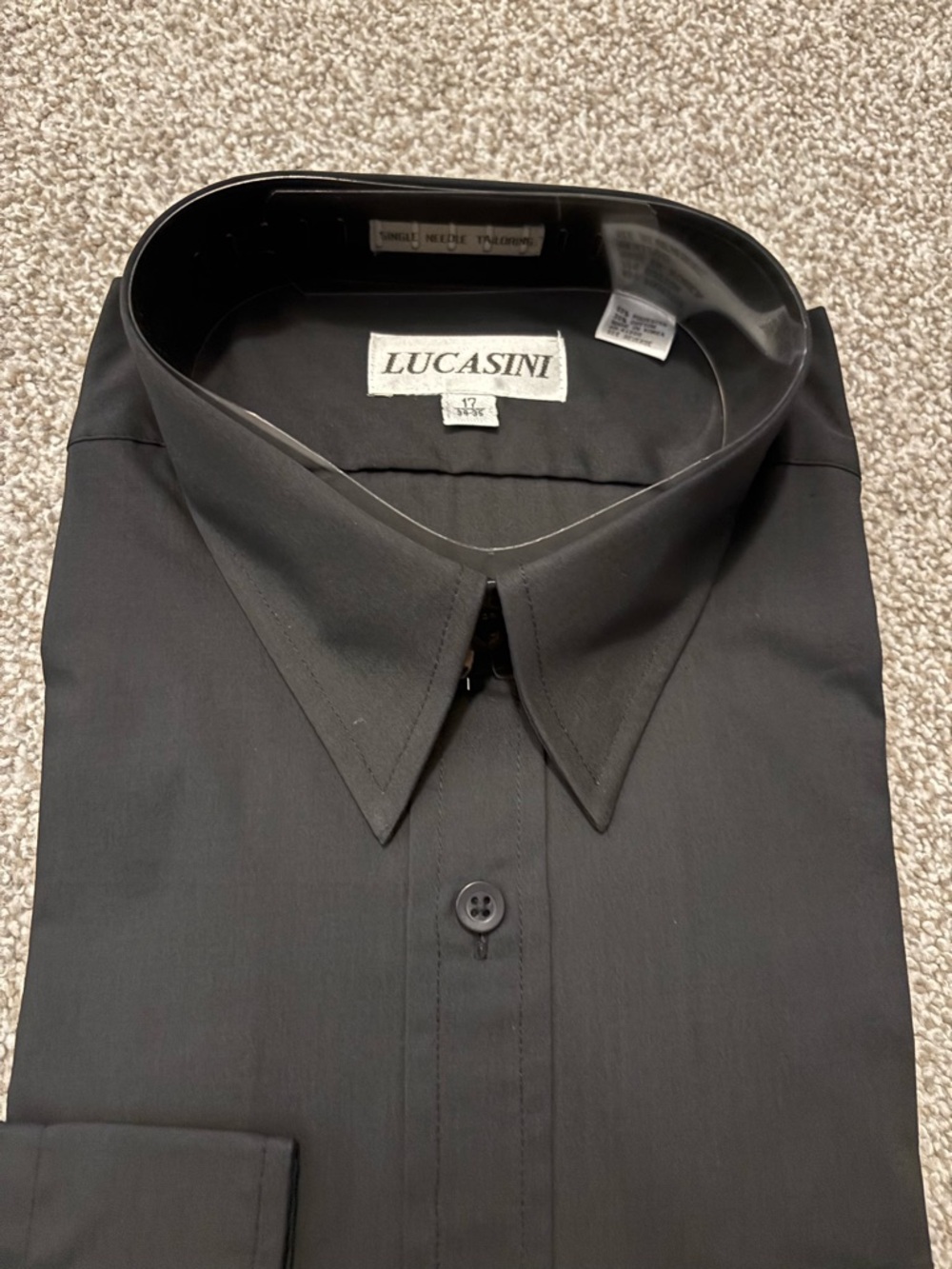 Men's Black Dress Shirt - Classic Point Collar
